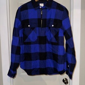 4/$20 J. Crew Women's Blue and Black Plaid Button Down Shirt